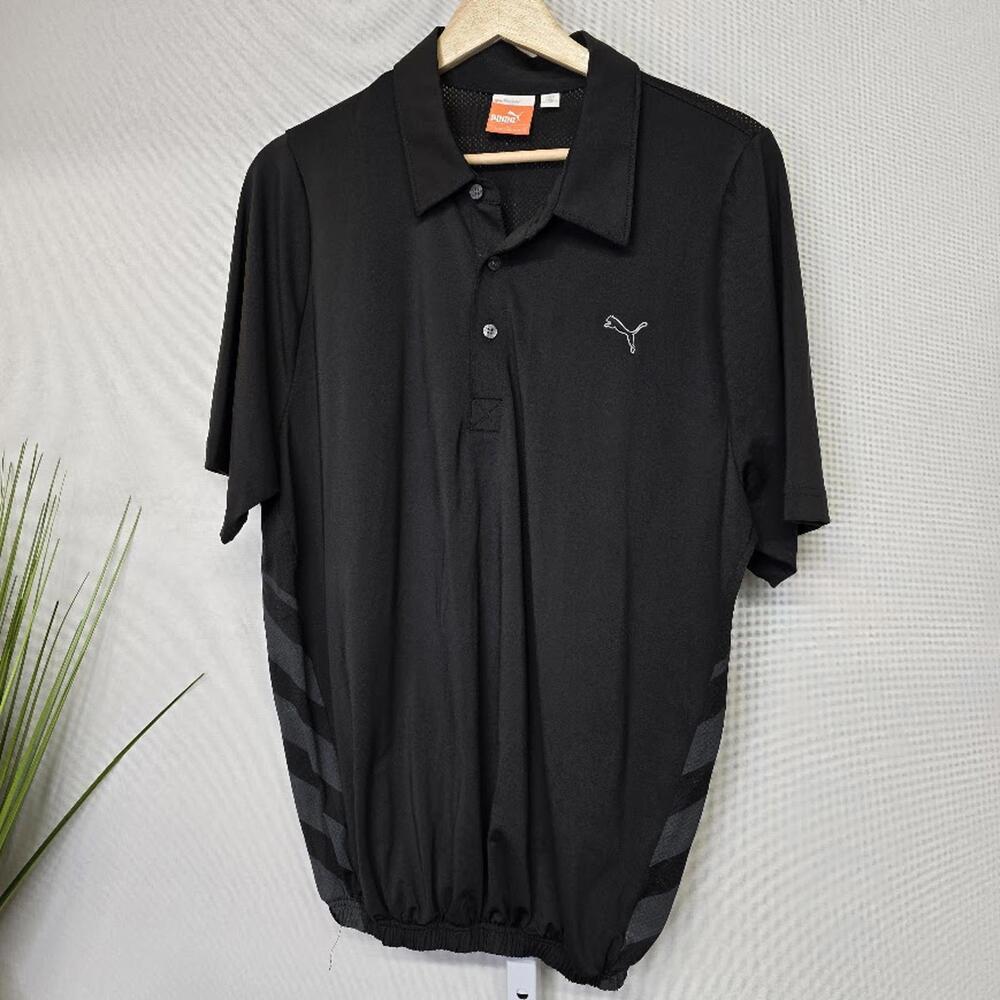 Puma‎ Mens SportLifestyle Black Short Sleeve Golf Polo Shirt Large 560194